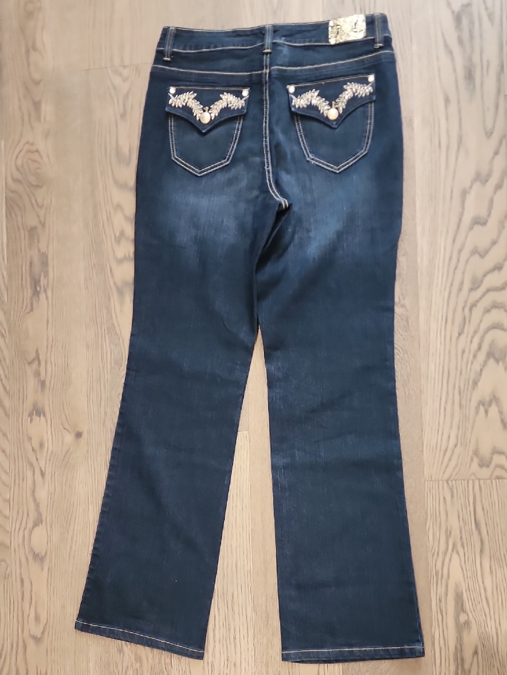 Style & Co. Dark Blue Flare Jeans with Embroidered Back Pockets